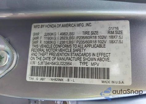 2016 Acura Rdx Technology Acurawatch Plus Packages/Technology Package z USA, uszkodzony, nr VIN 5J8TB4H54GL022964
